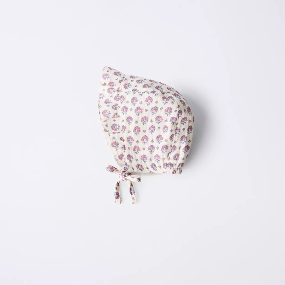 Zara Kids Floral Bonnet - Cream and Purple